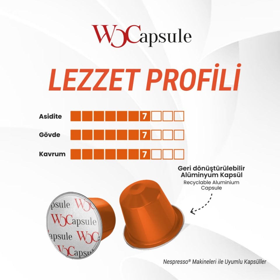 WOCapsule Caramel Nespresso Uyumlu Kapsül Kahve 50'li Avantaj Paketi