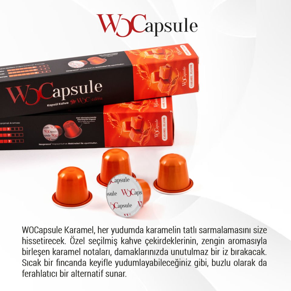 WOCapsule Caramel Nespresso Uyumlu Kapsül Kahve 50'li Avantaj Paketi