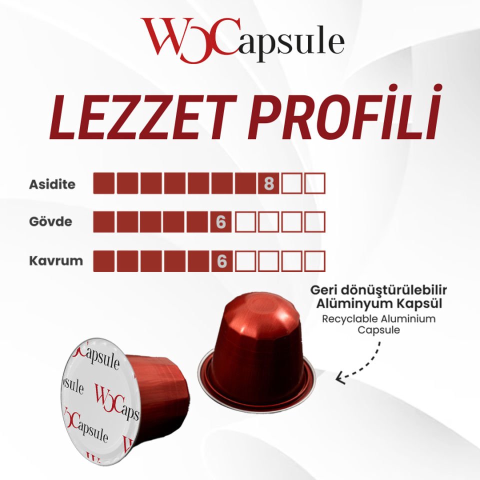 WOCapsule Colombia Nespresso Uyumlu Kapsül Kahve 50'li Avantaj Paketi