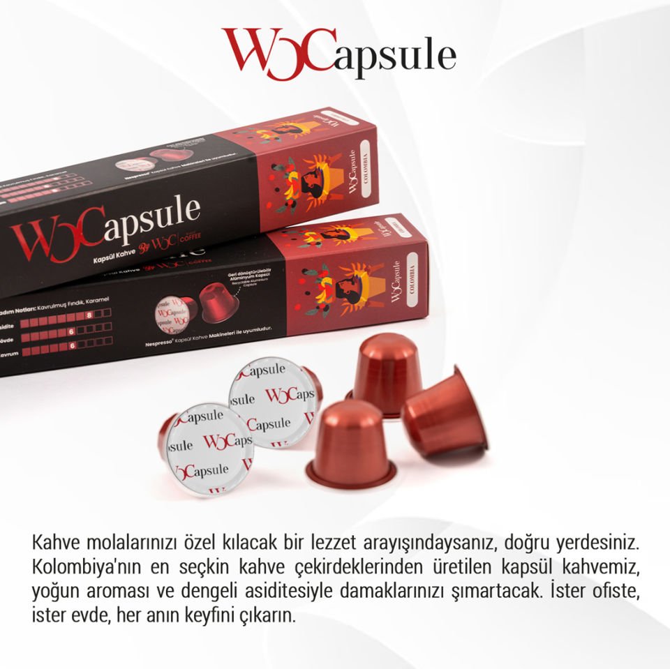 WOCapsule Colombia Nespresso Uyumlu Kapsül Kahve 50'li Avantaj Paketi