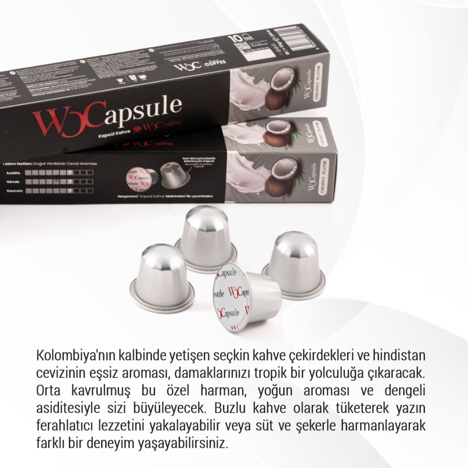 WOCapsule Coconut Nespresso Uyumlu Kapsül Kahve 30'lu Avantaj Paketi