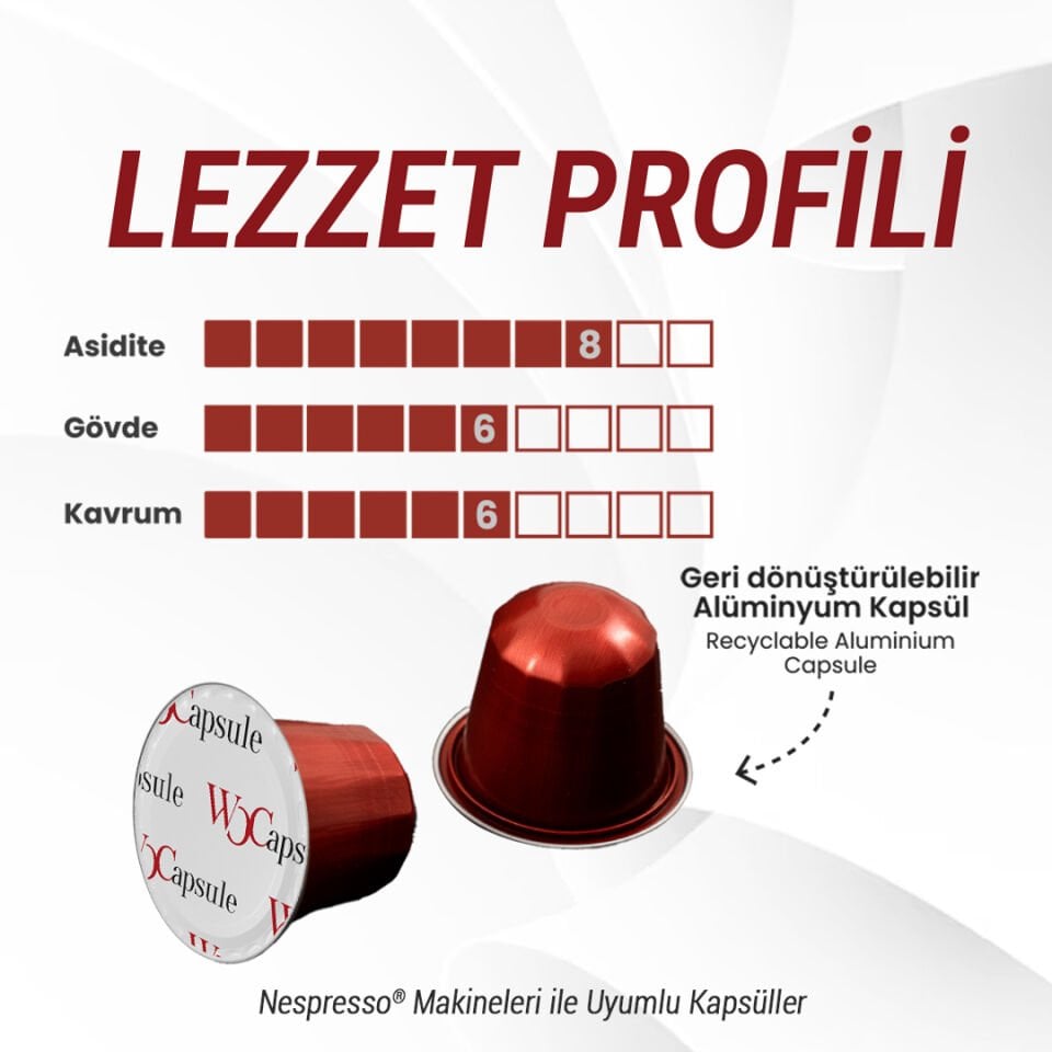 WOCapsule Colombia Nespresso Uyumlu Kapsül Kahve 30'lu Avantaj Paketi