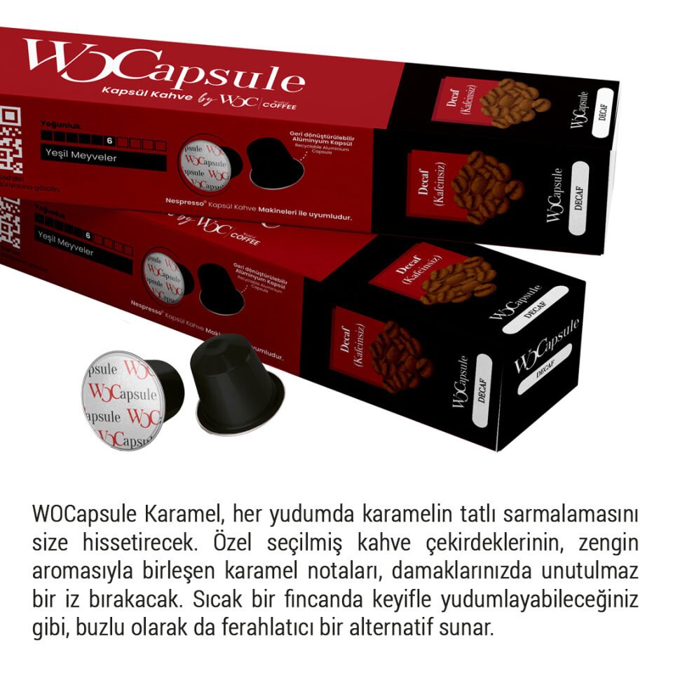 WOCapsule Decaf Nespresso Uyumlu Kapsül Kahve 30'lu Avantaj Paketi