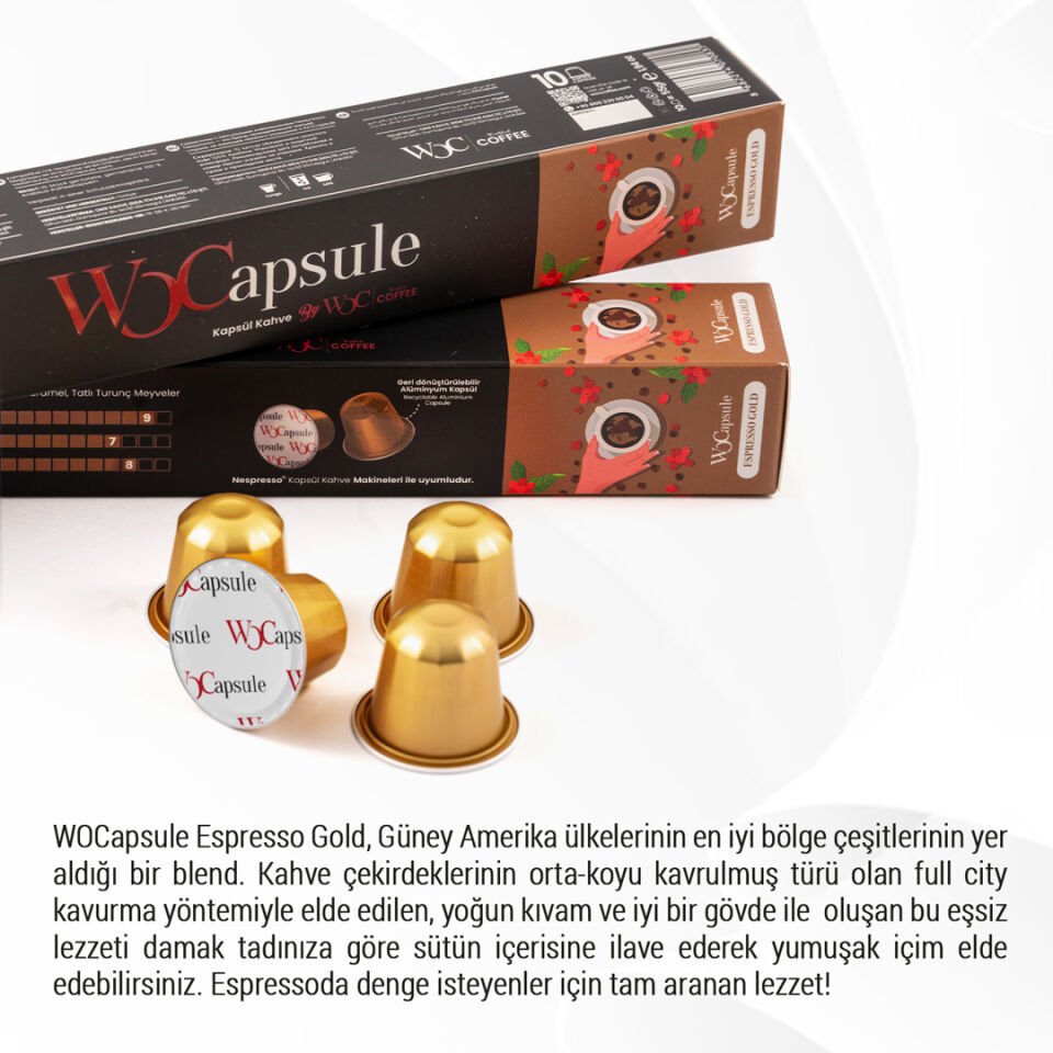 WOCapsule Espresso Gold Nespresso Uyumlu Kapsül Kahve 30'lu Avantaj Paketi
