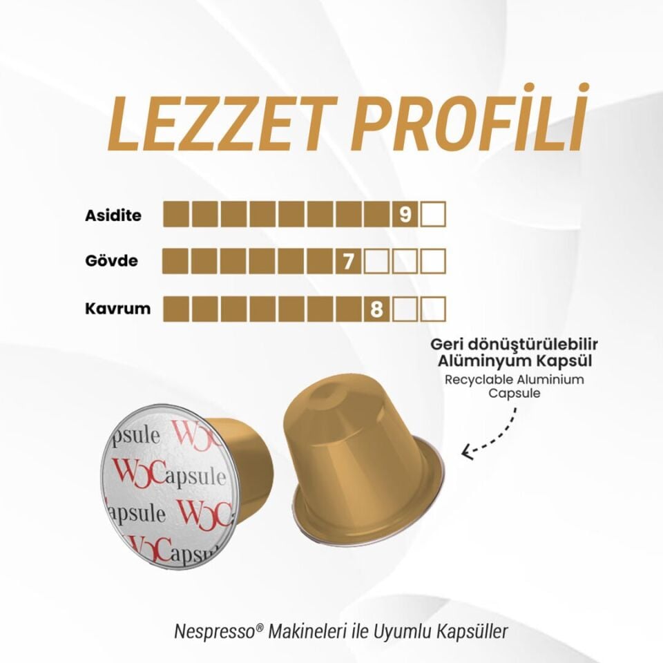 WOCapsule Espresso Gold Nespresso Uyumlu Kapsül Kahve 60'lı Avantaj Paketi