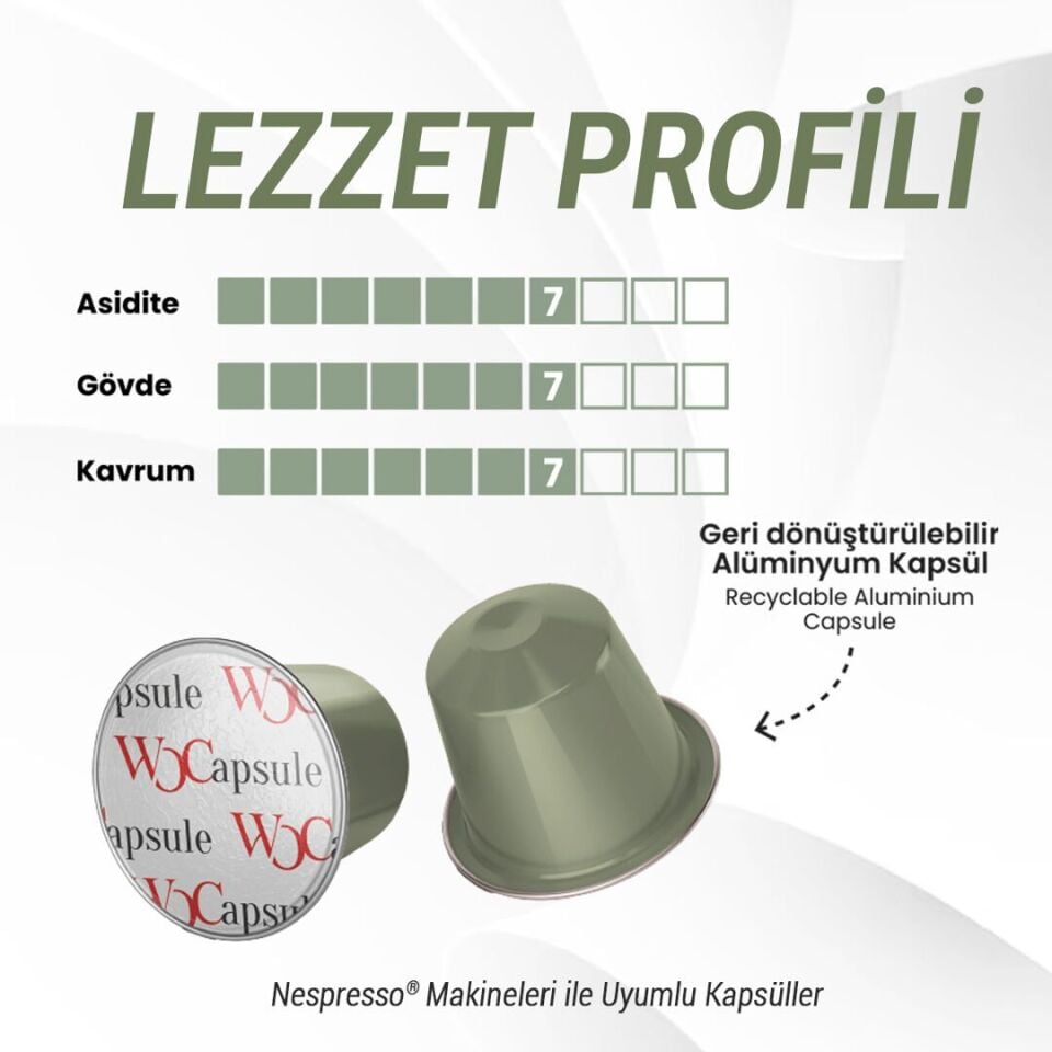 WOCapsule Kolajen Nespresso Uyumlu Kapsül Kahve 60'lı Avantaj Paketi